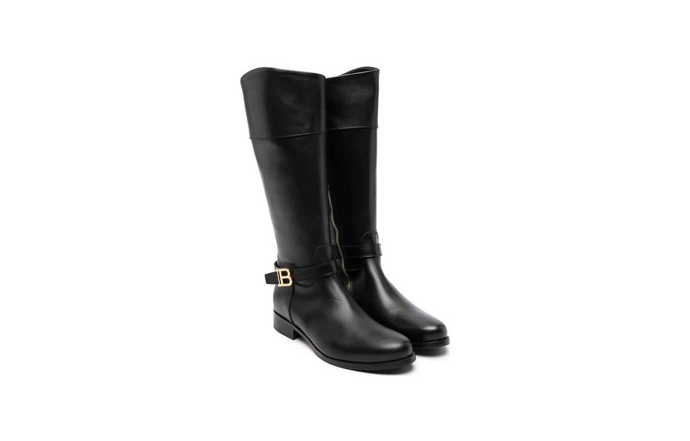 Order (W) 발망 블랙 라운드토 가죽 하이탑 부츠 (Balmain Black Round-toe Leather High-tops) BT0A16Z1029930OR