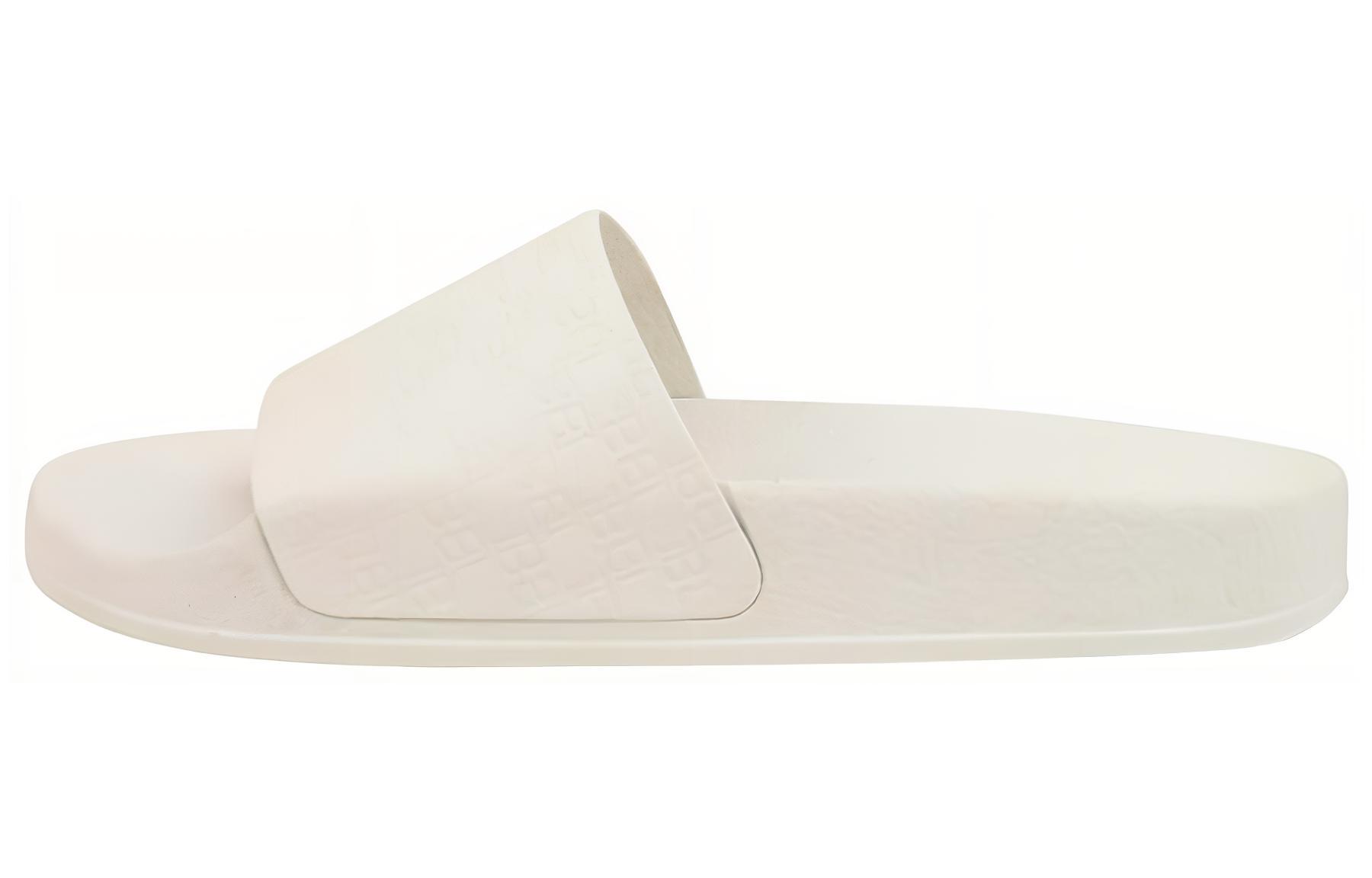 (W) Balmain Leather Open Toe Slide 'White'
