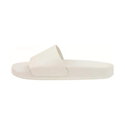 (W) Balmain Leather Open Toe Slide 'White'