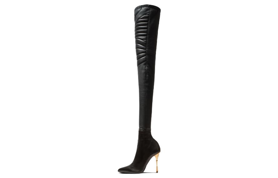 (Women) Balmain Leather Pointed-Toe Stiletto High Boots 'Black' YN0TB837LNSN0PA