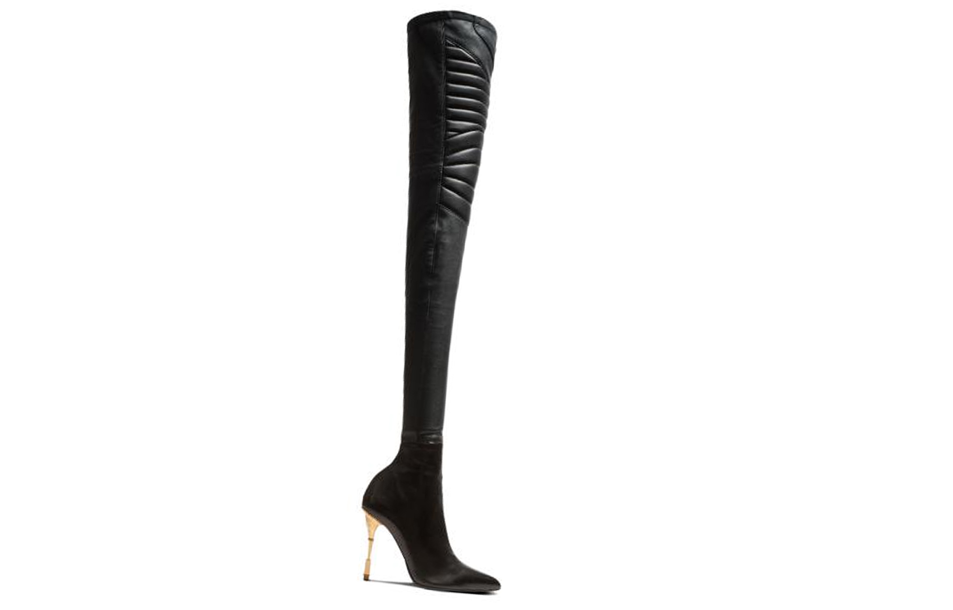 Order (W) Balmain Botas Altas de Cuero Punta Afilada y Tacón de Aguja 'Negro' YN0TB837LNSN0PA