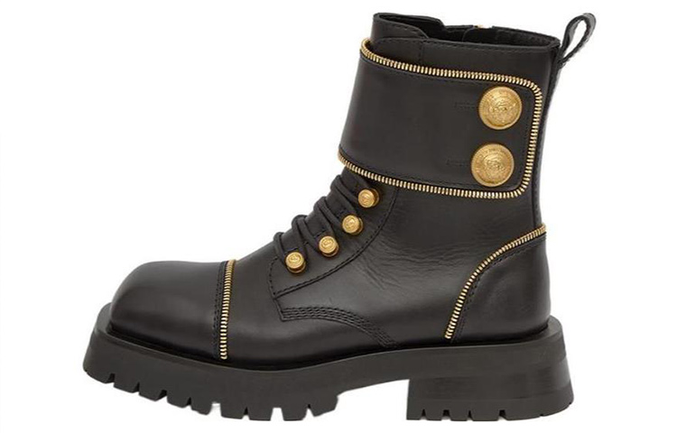(W) Balmain Leather Short Boots 'Fashion Zipper Black'