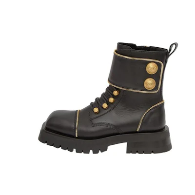(W) Balmain Leather Short Boots 'Fashion Zipper Black'