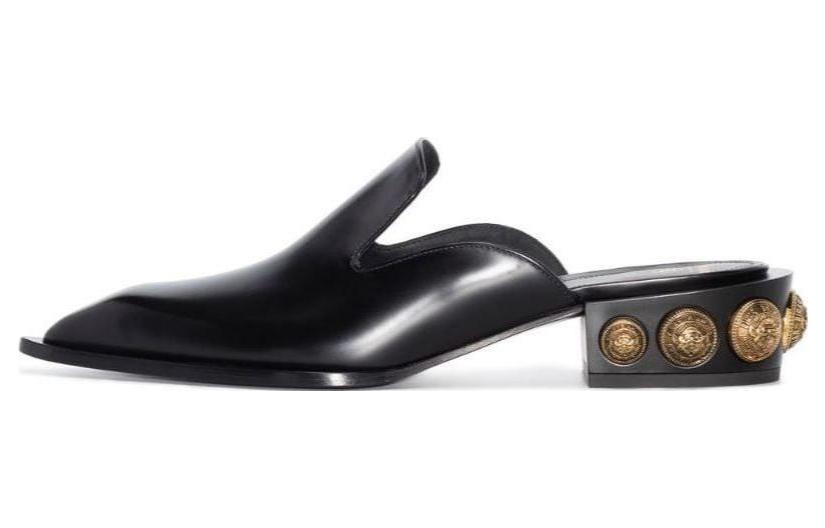 (W) Balmain Leather Slide 'Black Fashion'