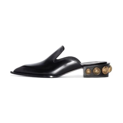(W) Balmain Leather Slide 'Black Fashion'