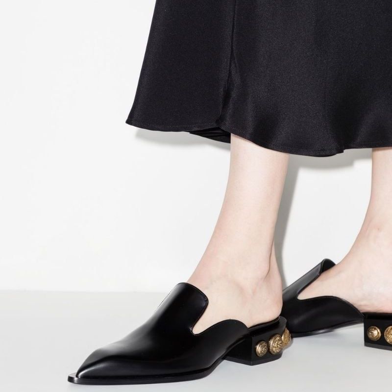 (W) Balmain Leather Slide 'Black Fashion' 圖 4