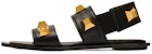 (W) Sandal Rata Kulit Balmain 'Black Fashion' Bertatahkan Stud AN1UH849LAPDEAD