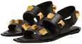 Order (W) Balmain Leren Studded Platte Sandalen ''Zwart Mode'' AN1UH849LAPDEAD
