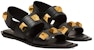 (W) Sandal Rata Kulit Balmain 'Black Fashion' Bertatahkan Stud AN1UH849LAPDEAD