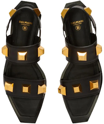 (W) Balmain Leren Studded Platte Sandalen ''Zwart Mode'' AN1UH849LAPDEAD Shop (W) Balmain Leren Studded Platte Sandalen ''Zwart Mode'' AN1UH849LAPDEAD