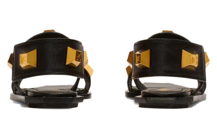 Purchase (W) Balmain Leren Studded Platte Sandalen ''Zwart Mode'' AN1UH849LAPDEAD