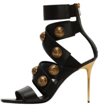 (W) Sandales en Cuir Balmain à Fermeture Éclair ''Noir'' ''Or Antique'' AN1UH859LVITEAD Buy (W) Sandales en Cuir Balmain à Fermeture Éclair ''Noir'' ''Or Antique'' AN1UH859LVITEAD