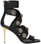 Order (W) Sandales en Cuir Balmain à Fermeture Éclair ''Noir'' ''Or Antique'' AN1UH859LVITEAD