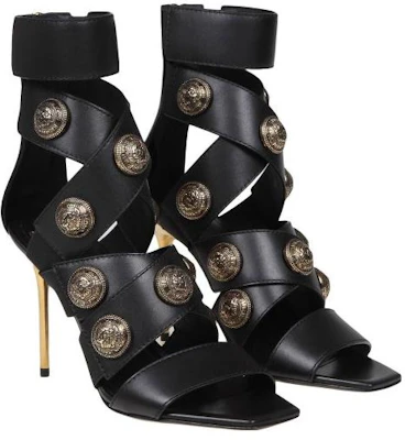 (W) Sandales en Cuir Balmain à Fermeture Éclair ''Noir'' ''Or Antique'' AN1UH859LVITEAD Lookbook (W) Sandales en Cuir Balmain à Fermeture Éclair ''Noir'' ''Or Antique'' AN1UH859LVITEAD