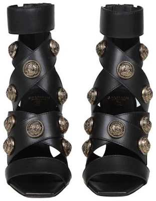 (W) Sandales en Cuir Balmain à Fermeture Éclair ''Noir'' ''Or Antique'' AN1UH859LVITEAD Shop (W) Sandales en Cuir Balmain à Fermeture Éclair ''Noir'' ''Or Antique'' AN1UH859LVITEAD