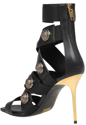 (W) Sandales en Cuir Balmain à Fermeture Éclair ''Noir'' ''Or Antique'' AN1UH859LVITEAD Purchase (W) Sandales en Cuir Balmain à Fermeture Éclair ''Noir'' ''Or Antique'' AN1UH859LVITEAD