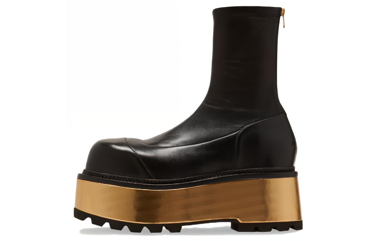 (Women) Balmain Leather Zippered Chunky Boots 'Black Fashion' AN1TE848LNSXEAD