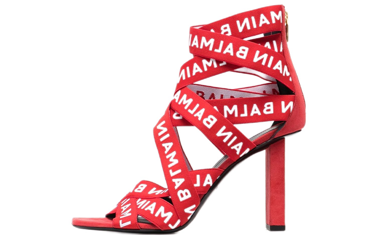 (Women) Balmain Logo Print Slide 'Red' XN4UH745TEWCMBC