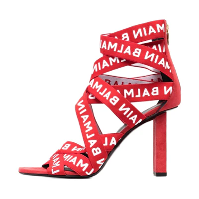 (W) Balmain Logo Print Slide 'Red'