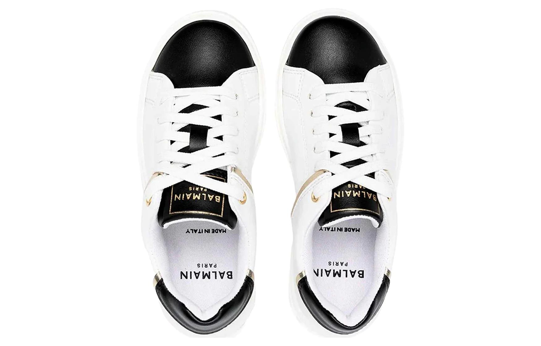 (W) Balmain Low-Top Lace-Up Sneakers 'Black and White' 圖 4
