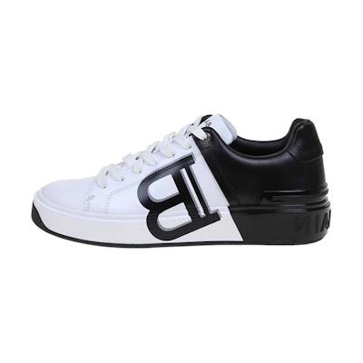 (W) Balmain Low-Top Sneaker 'Logo Print Black and White'
