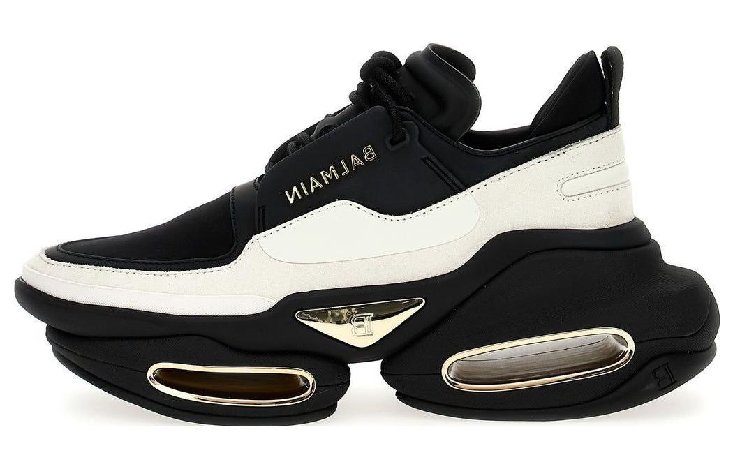 (W) Balmain Low-Top Thick Sole Lace-Up 'Black and White'