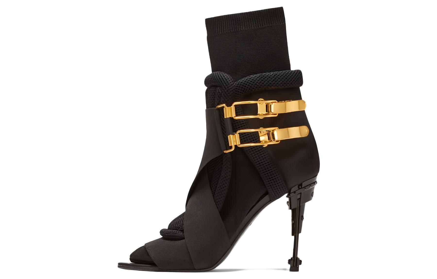 (Women) Balmain Mecano Ankle Boot 'Black Stiletto Buckle' YN0TA822TKHC0PA