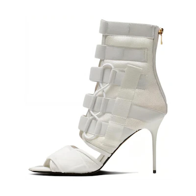 (W) Balmain Mesh Stiletto Buckle Sandal 'White Fashion'