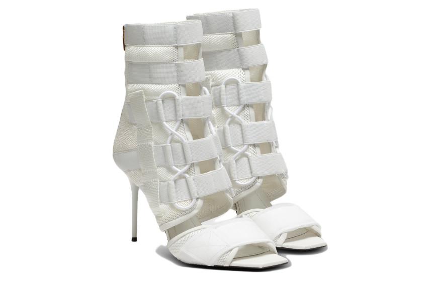 Order (Women) Balmain Mesh Stiletto Buckle Sandal 'White Fashion' YN0UH829TVBM0FA