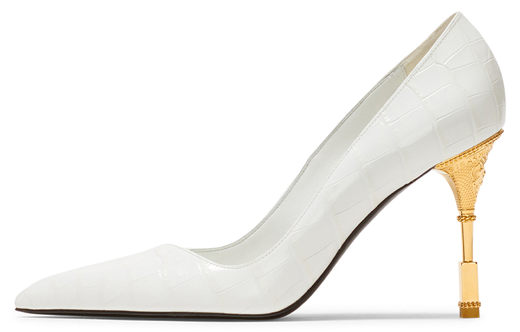 (W) Balmain Moneta High Heels 'White Crocodile Pattern'