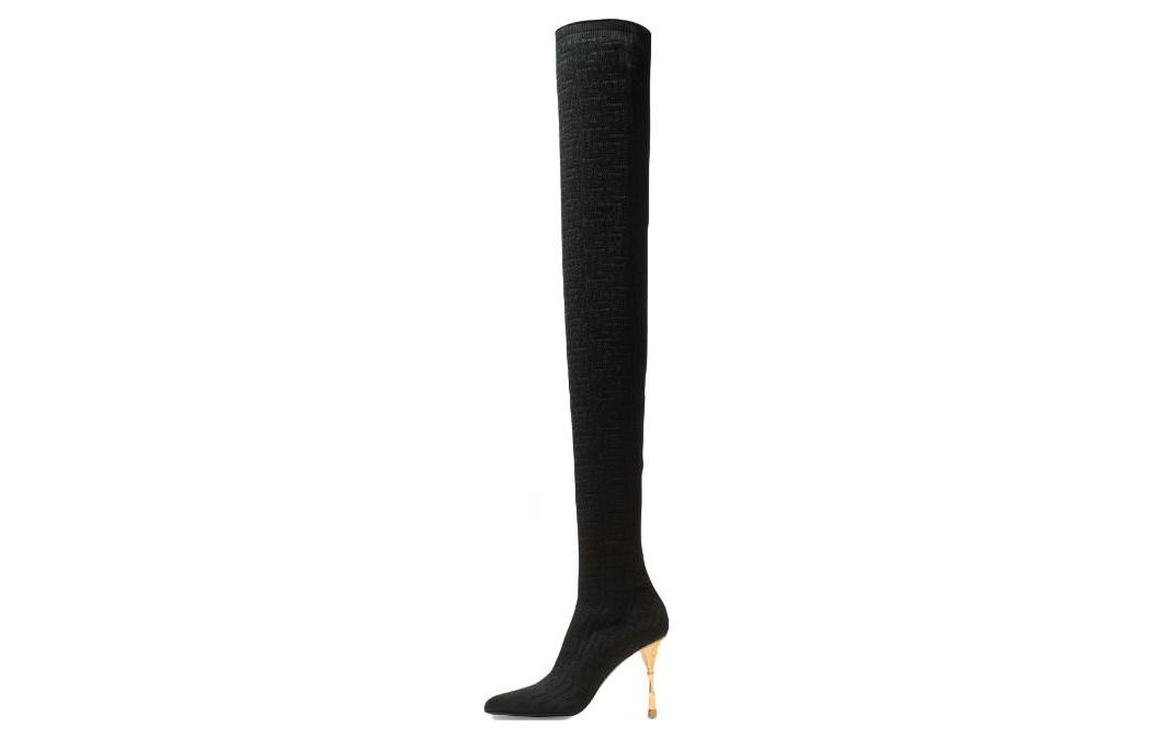 (Women) Balmain Moneta Pointed-Toe Stiletto High Boots 'Black' AN1TB809TPBK0PA