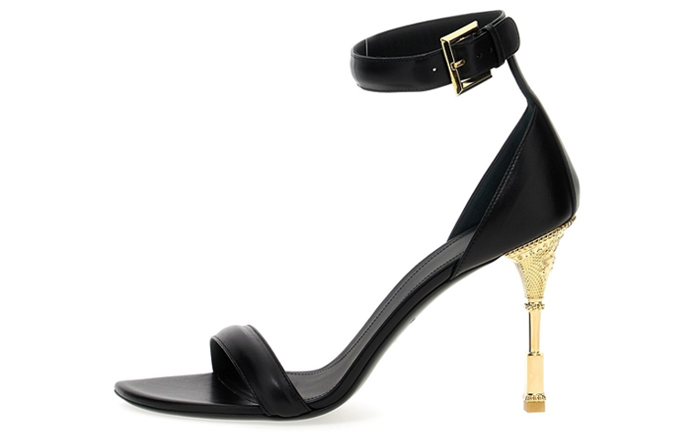 (W) Balmain Open-Toe Buckle 'Black Fashion Sandals'