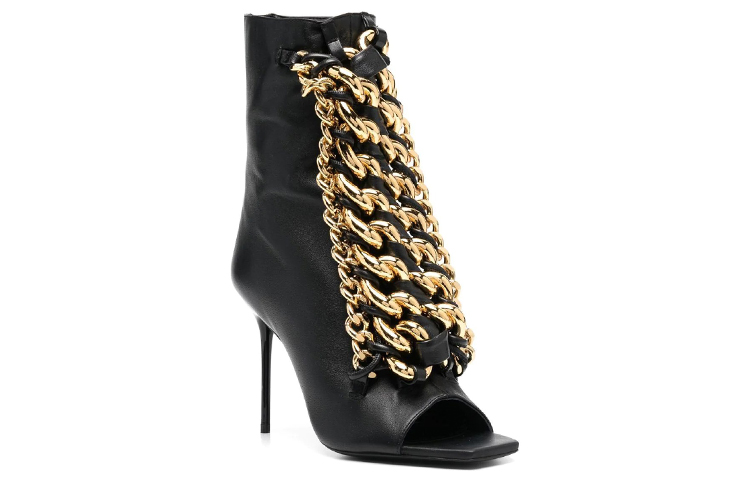 (W) Balmain Peep-Toe Ankle Boots with Chain Detail 'Black' 圖 2
