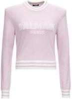 (Women) BALMAIN Pink Logo Intarsia Knit Pullover Sweater WF1KA000K225-OCD (Women) BALMAIN Pink Logo Intarsia Knit Pullover Sweater WF1KA000K225-OCD