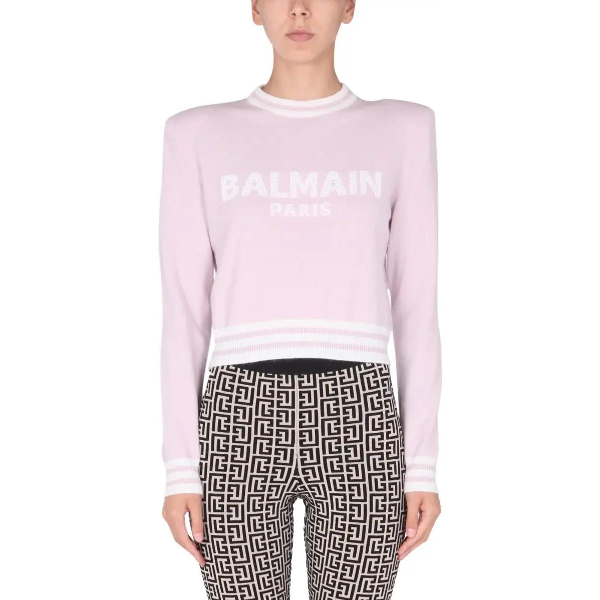 Purchase (W) 巴爾曼粉色Logo提花針織毛衣 WF1KA000K225-OCD