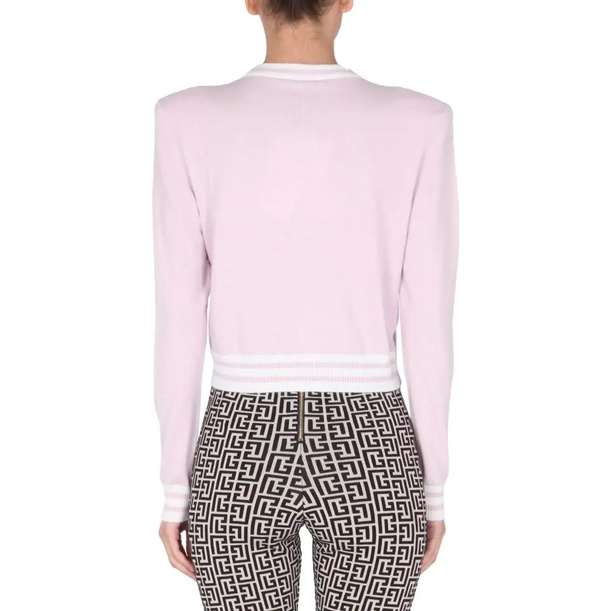 Sizing (W) 巴爾曼粉色Logo提花針織毛衣 WF1KA000K225-OCD