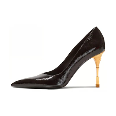 (W) Balmain Pointed-Toe Patent 'Black Stiletto Heels'