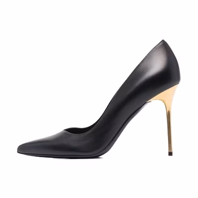 (W) Balmain Pointed-Toe Stiletto High Heels 'Elegant Black Leather'