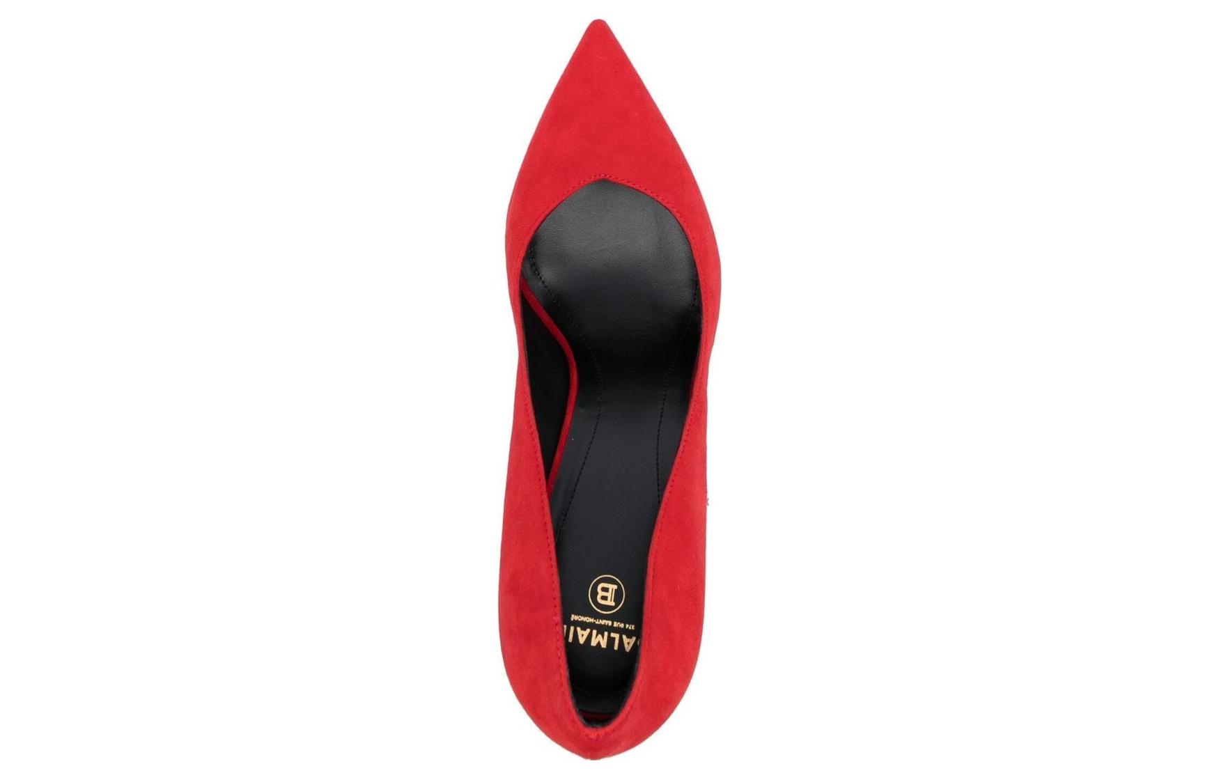 Shop (Women) Balmain Pointed Toe Slip-On Stiletto 'Red Calfskin' AN1UA517LCMK3BZ