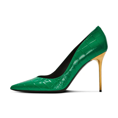 (W) Balmain Pointed Toe Stiletto 'Green CMFT'