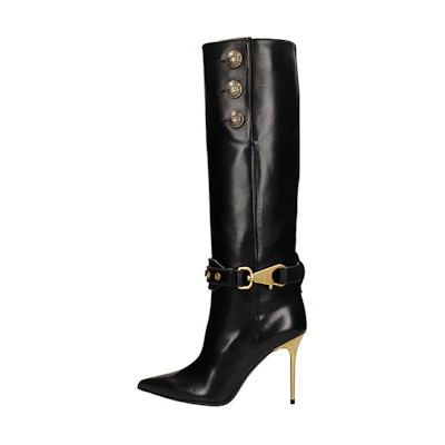 (W) Balmain Robin 'Black Buckle CMFT Mid-Cut Boots'