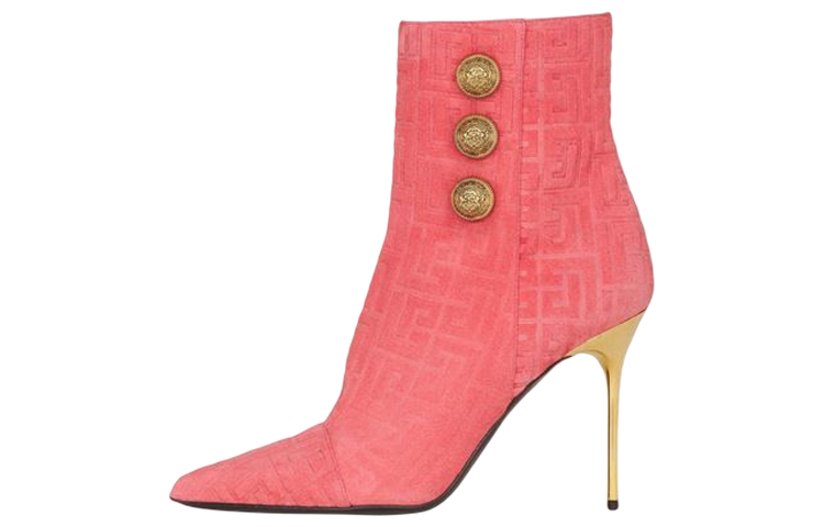 (W) Balmain Roni Boot 'Light Red Embossed Velvet'