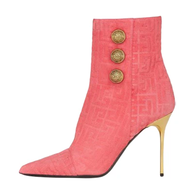 (W) Balmain Roni Boot 'Light Red Embossed Velvet'