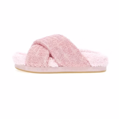 (W) Balmain Round Toe Flat 'Pink Open-Toe Slide'