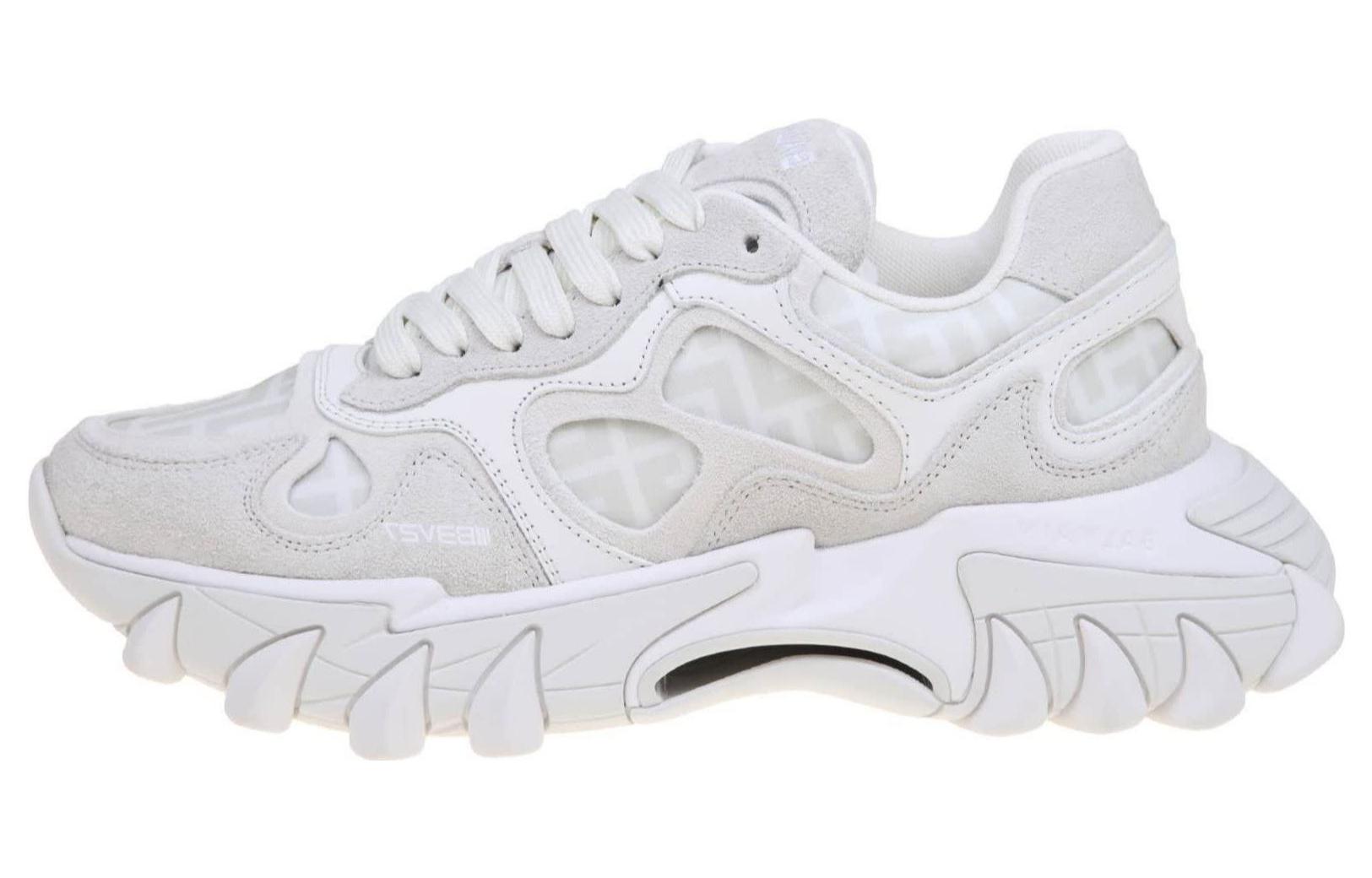 (W) Balmain Round Toe Lace-Up Low Top 'Beige'