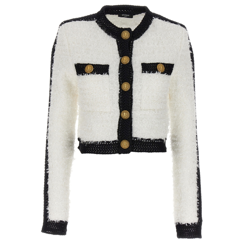(Women) Balmain Single-Breasted Long Sleeve Jacket Women’s White BF1SK248KE87GAB