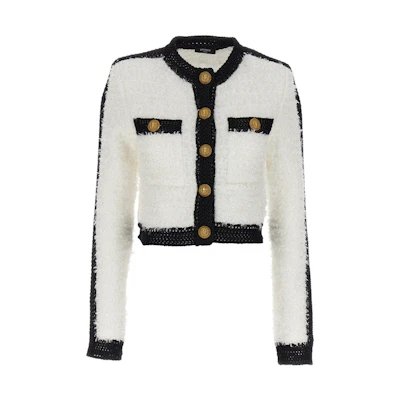 (Women) Balmain Single-Breasted Long Sleeve Jacket Women’s White BF1SK248KE87GAB