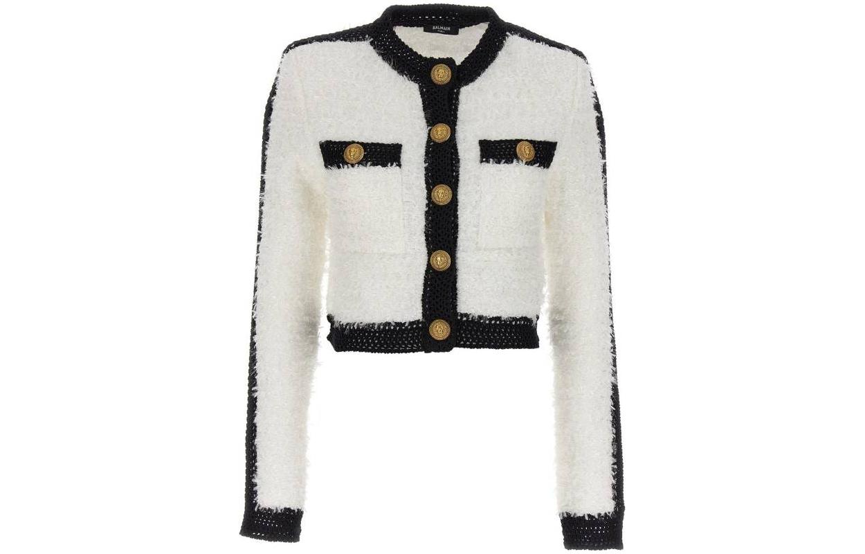 Order (W) Balmain 女士白色單排扣長袖外套 BF1SK248KE87GAB