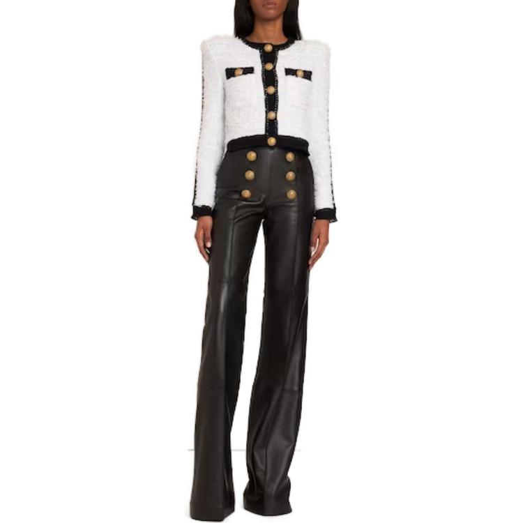 Shop (W) Balmain 女士白色單排扣長袖外套 BF1SK248KE87GAB