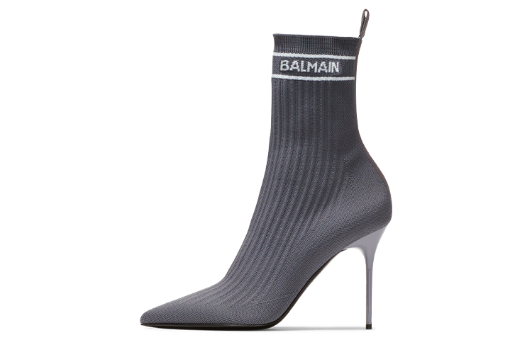 (Women) Balmain Skye High-Heel Knit Ankle Boots 'Fashion Grey' YN0TA641TSKT9AH